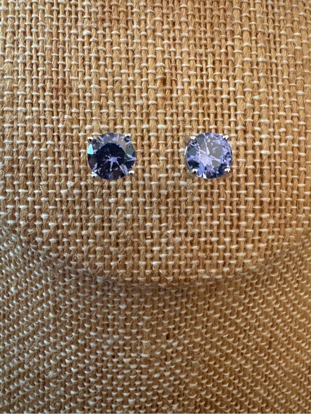 Solid Sterling Silver Tanzanite CZ Stud Earrings